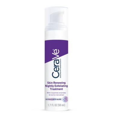 CeraVe Skin Renewing Nightly Exfoliating Treatment Glycolic Acid Face Serum, lactic acid, ácido láctico